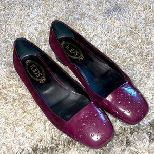 Tod's sz40 burgundy ballerina shoes